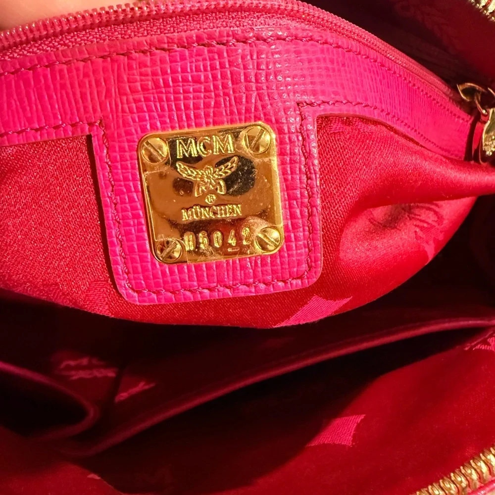 MCM Hot Pink Leather Dome Satchel with Matching Wallet - Picture 13 of 16